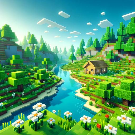 Peaceful Minecraft inspired landscape